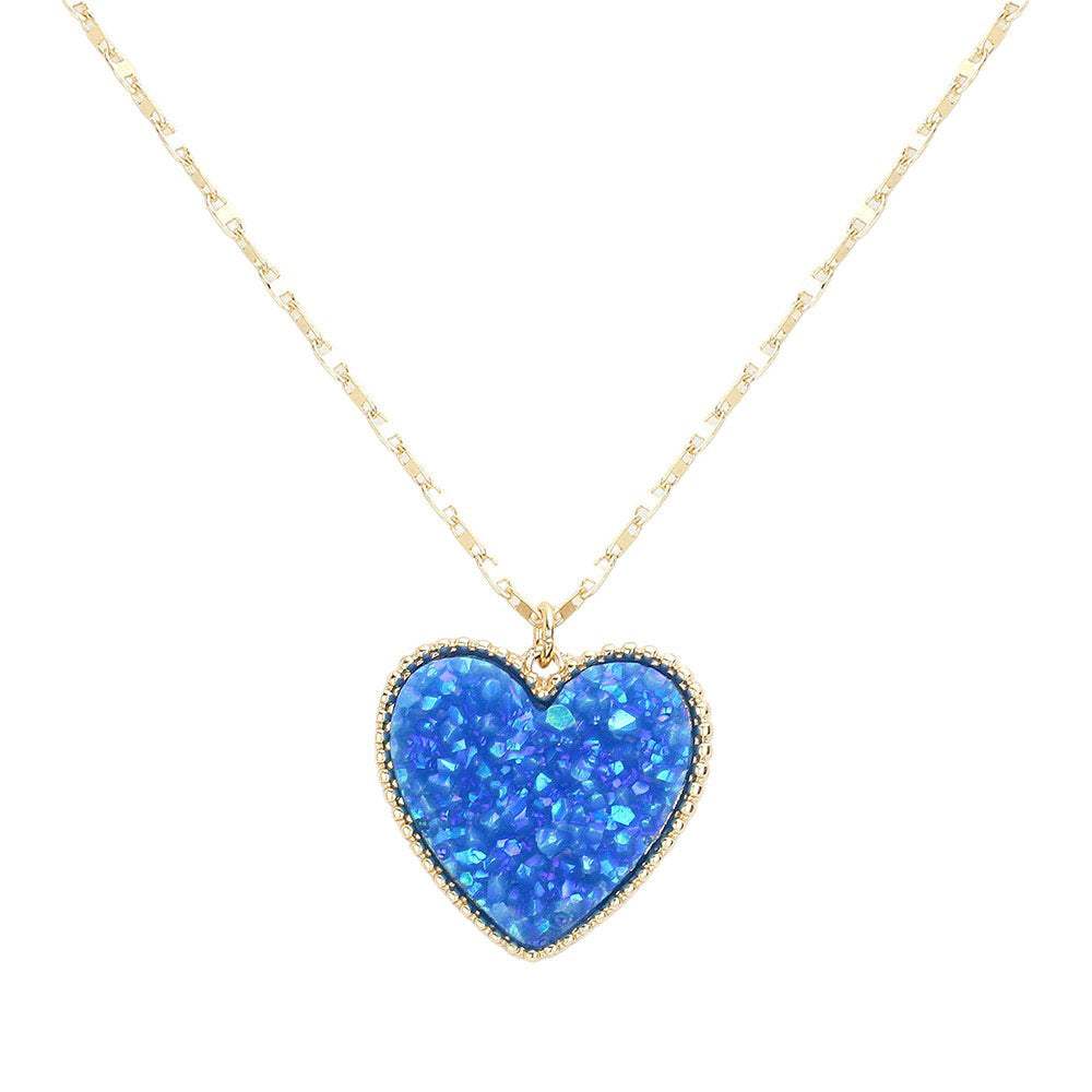 Druzy Heart Pendant Necklace - Madeline Love - Flyclothing LLC