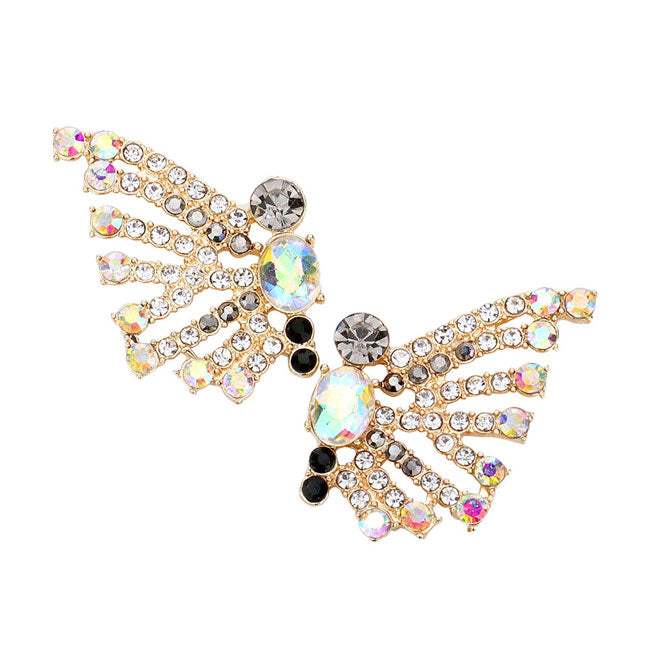 Bubble Stone Cluster Butterfly Evening Earrings - Madeline Love - Flyclothing LLC