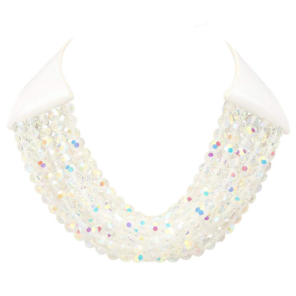 Chunky Acrylic Beaded Multi Layered Faux Leather Necklace - Madeline Love - Flyclothing LLC