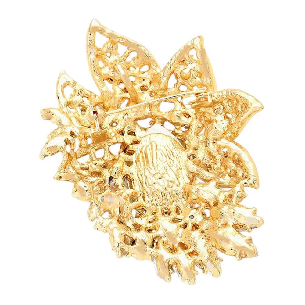 Crystal Rhinestone Petal Brooch Pendant - Madeline Love - Flyclothing LLC