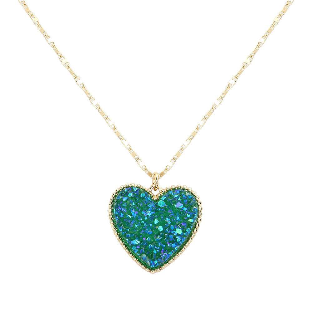Druzy Heart Pendant Necklace - Madeline Love - Flyclothing LLC