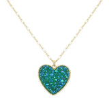 Druzy Heart Pendant Necklace - Madeline Love - Flyclothing LLC
