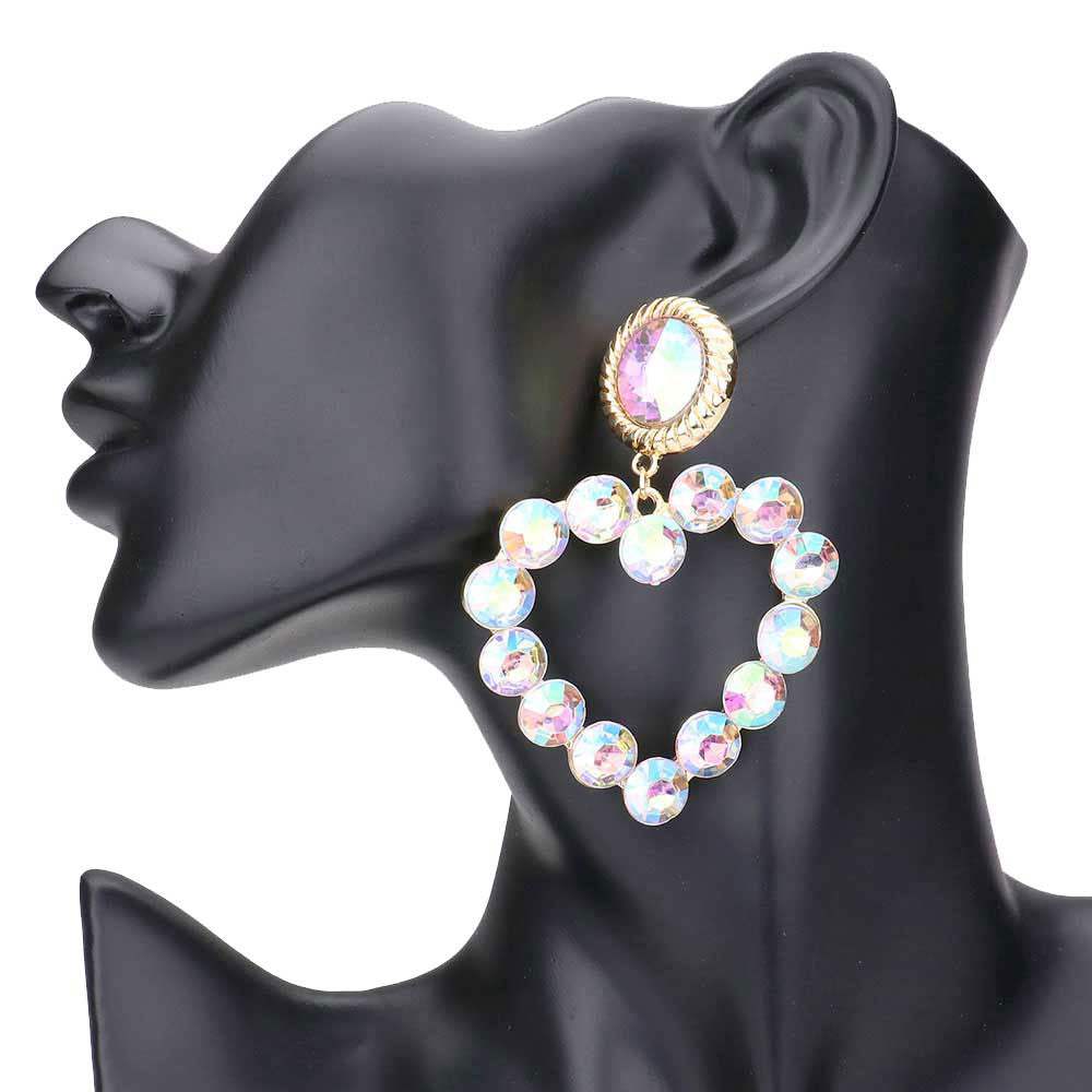 Bubble Stone Cluster Open Heart Dangle Earrings - Madeline Love - Flyclothing LLC