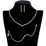 3PCS Chevron Accented Rectangle Stone Necklace Jewelry Set - Madeline Love - Flyclothing LLC