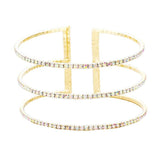 3Row Split Layer Round Crystal Detail Cuff Evening Bracelet - Madeline Love - Flyclothing LLC