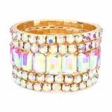 5Pcs Rectangle Round Stone Stretch Multi Layered Bracelets - Madeline Love - Flyclothing LLC
