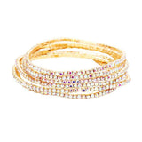 6PCS - Rhinestone Multi Layered Stretch Evening Bracelets - Madeline Love - Flyclothing LLC