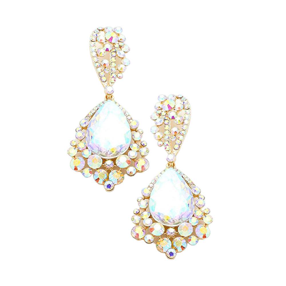 Chunky Crystal Rhinestone Teardrop Bubble Evening Earrings - Madeline Love - Flyclothing LLC