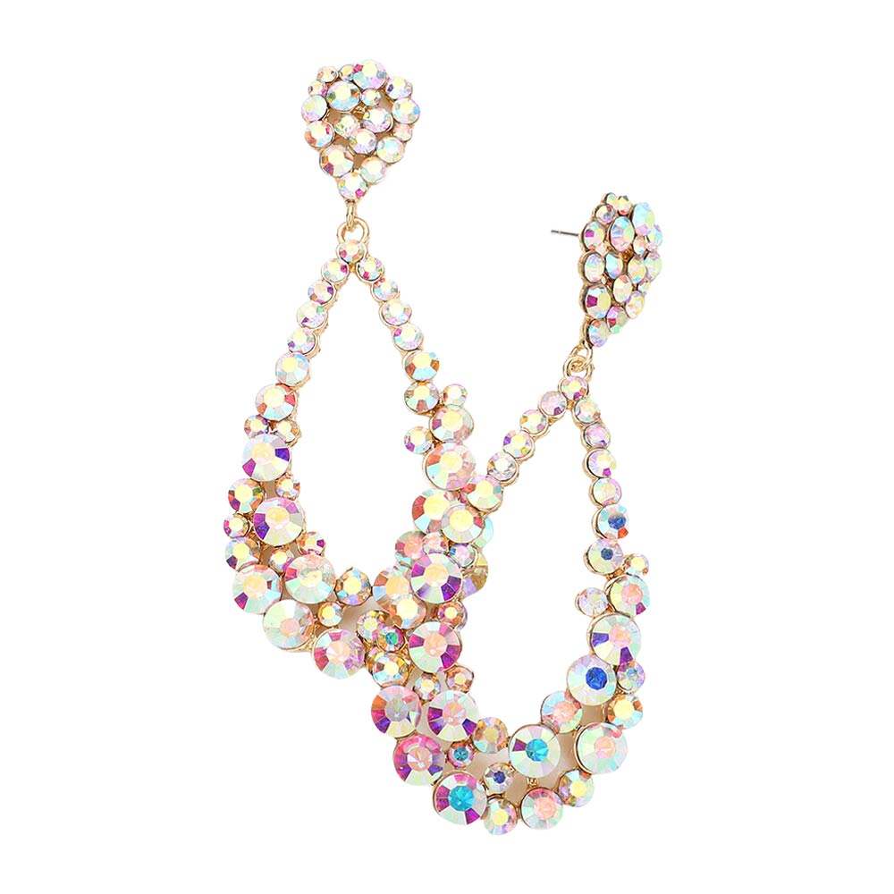 Crystal Bubble Cluster Teardrop Evening Earrings - Madeline Love - Flyclothing LLC