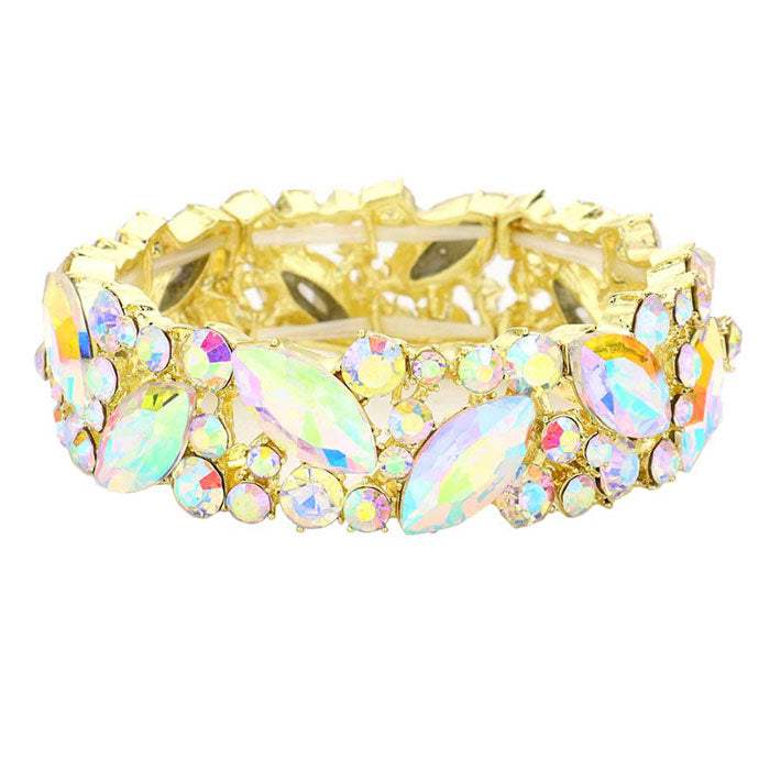 Crystal Glass Marquise Evening Stretch Bracelet - Madeline Love - Flyclothing LLC