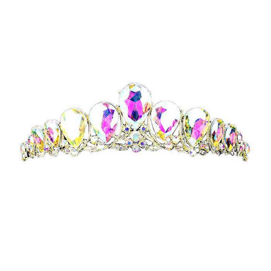 Crystal Glass Teardrop Cluster Princess Tiara - Madeline Love - Flyclothing LLC