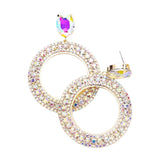 Crystal Rhinestone Open Circle Dangle Evening Earrings - Madeline Love - Flyclothing LLC