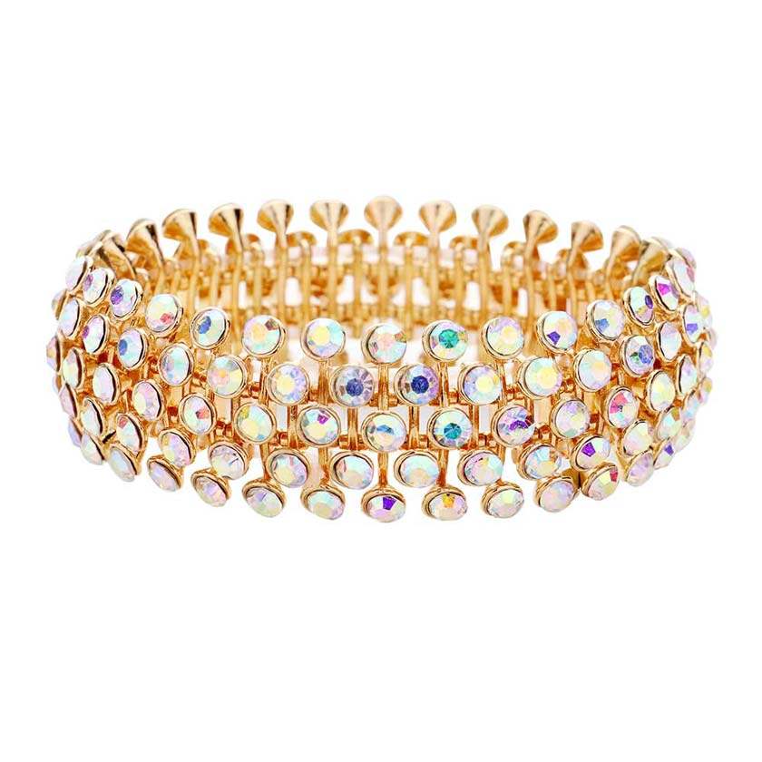 Crystal Round Bubble Stretch Evening Bracelet - Madeline Love - Flyclothing LLC