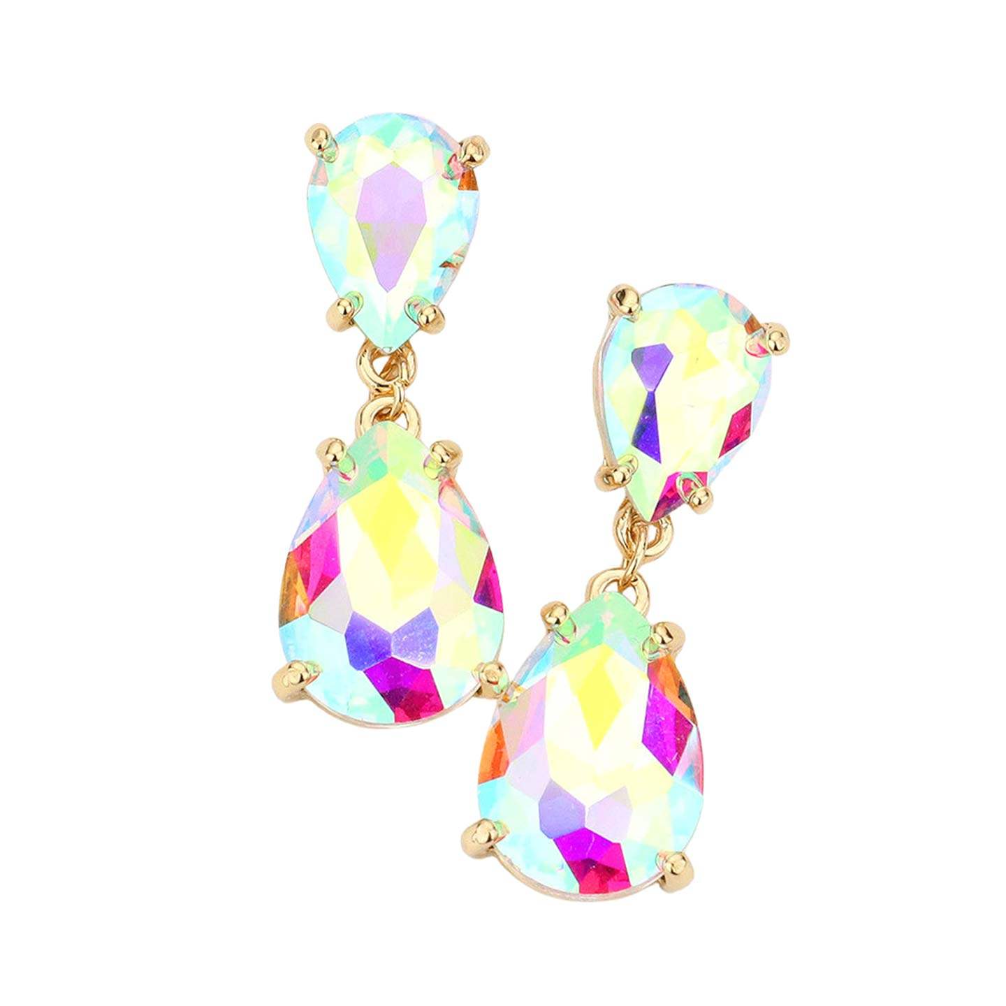 Double Teardrop Link Dangle Evening Earrings - Madeline Love - Flyclothing LLC