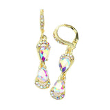 Double Teardrop Stone Link Dangle Lever Back Evening Earrings - Madeline Love - Flyclothing LLC