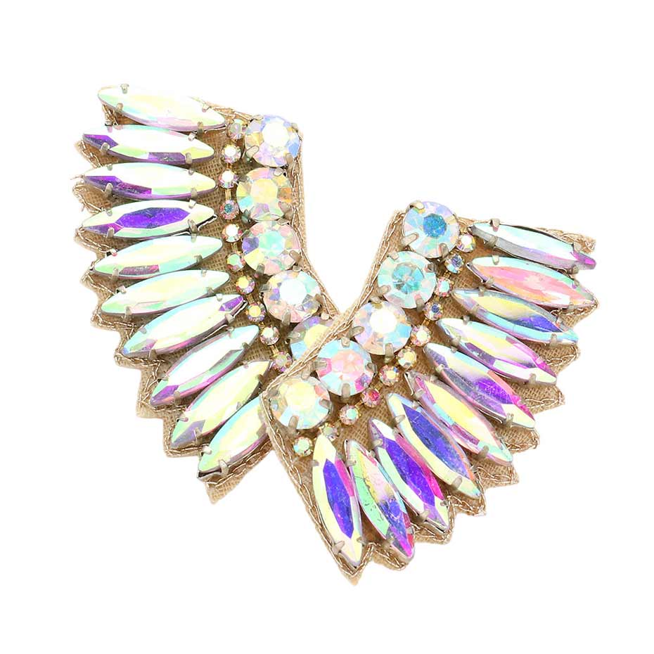 Felt Back Multi Stone Embellished Wing Earrings - Madeline Love - Flyclothing LLC