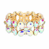 Floral Teardrop Glass Crystal Stretch Evening Bracelet - Madeline Love - Flyclothing LLC