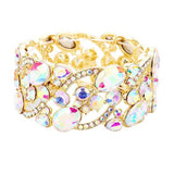 Glass Crystal Oval Butterfly Stretch Evening Bracelets - Madeline Love - Flyclothing LLC