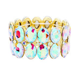 Glass Crystal Oval Stone Cluster Stretch Bracelet - Madeline Love - Flyclothing LLC