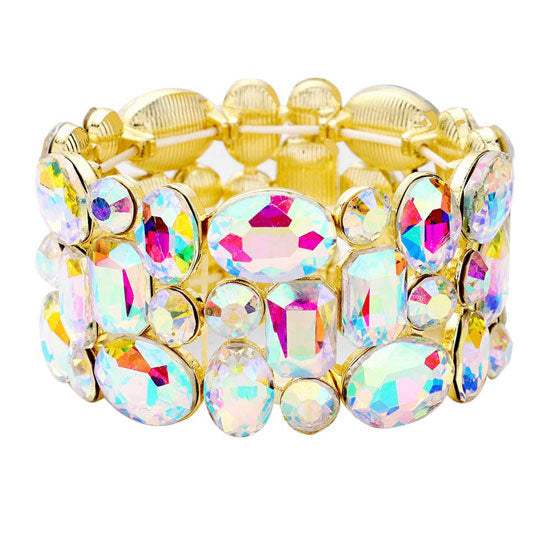 Glass Crystal Stretch Evening Bracelet - Madeline Love - Flyclothing LLC