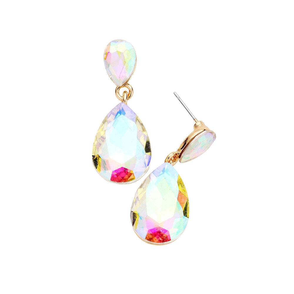 Glass Crystal Teardrop Dangle Earrings - Madeline Love - Flyclothing LLC