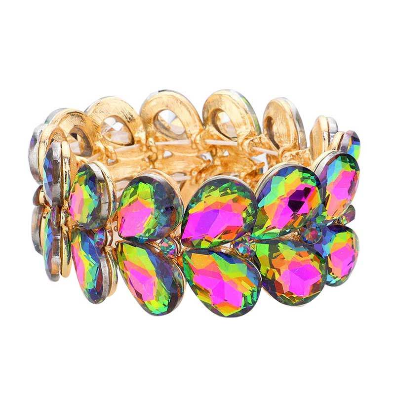 Teardrop Stone Embellished Evening Bracelet - Madeline Love - Flyclothing LLC