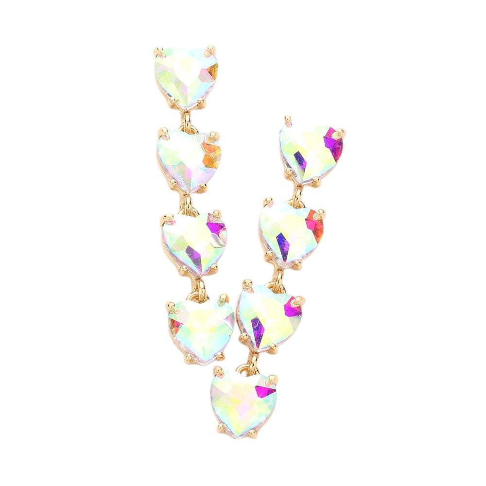 Heart Stone Link Dangle Evening Earrings - Madeline Love - Flyclothing LLC