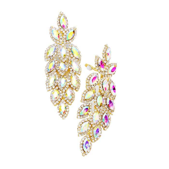 Marquise Crystal Oval Cluster Vine Clip On Earrings - Madeline Love - Flyclothing LLC