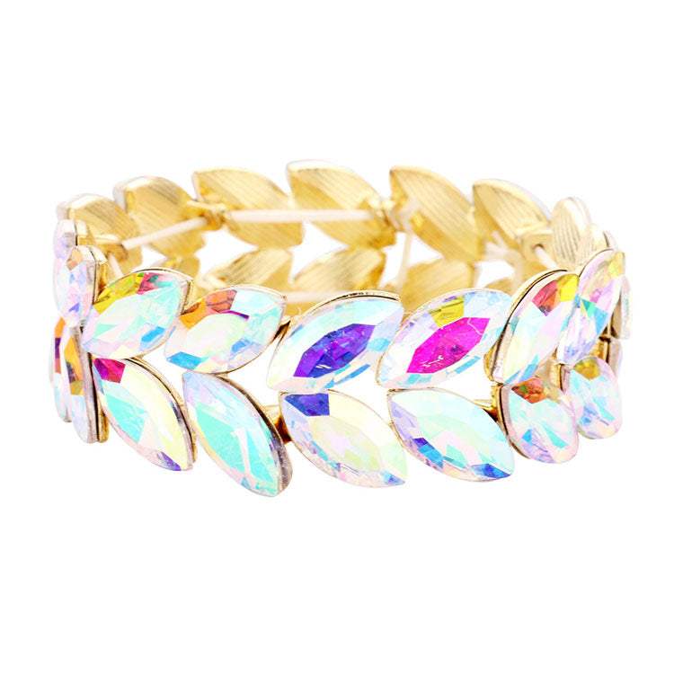 Marquise Glass Crystal Stretch Evening Bracelet - Madeline Love - Flyclothing LLC