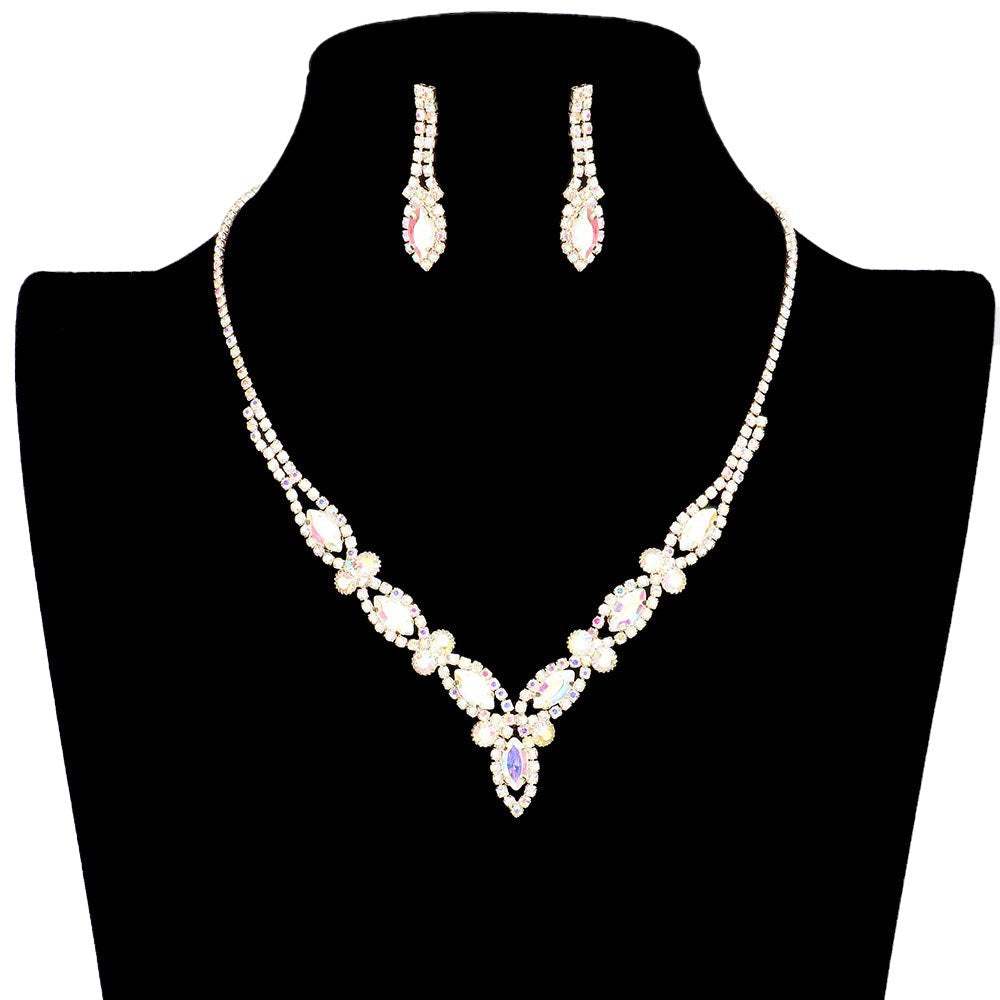 Marquise Stone Accented Rhinestone Necklace - Madeline Love - Flyclothing LLC