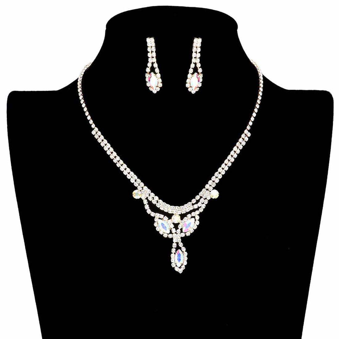 Marquise Stone Accented Rhinestone Pave Necklace - Madeline Love - Flyclothing LLC
