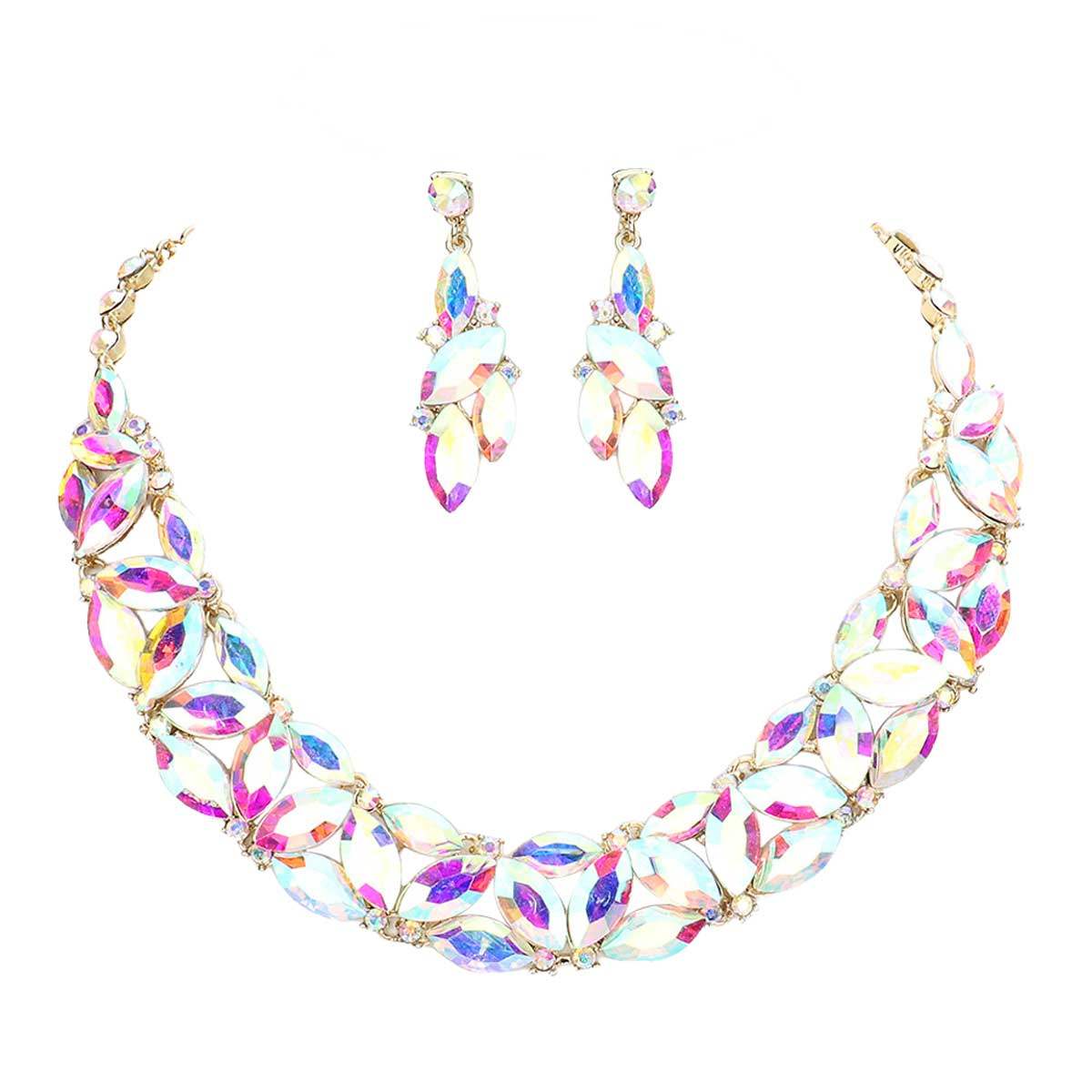 Marquise Stone Cluster Evening Necklace - Madeline Love - Flyclothing LLC