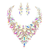 Marquise Stone Cluster Statement Evening Necklace - Madeline Love - Flyclothing LLC