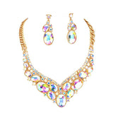 Oval Glass Crystal Evening Necklace - Madeline Love - Flyclothing LLC
