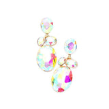 Oval Stone Link Dangle Evening Earrings - Madeline Love - Flyclothing LLC