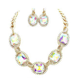 Pave Trim Glass Crystal Link Necklace - Madeline Love - Flyclothing LLC