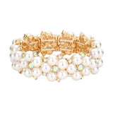 Pearl Flower Cluster Link Stretch Bracelet - Madeline Love - Flyclothing LLC
