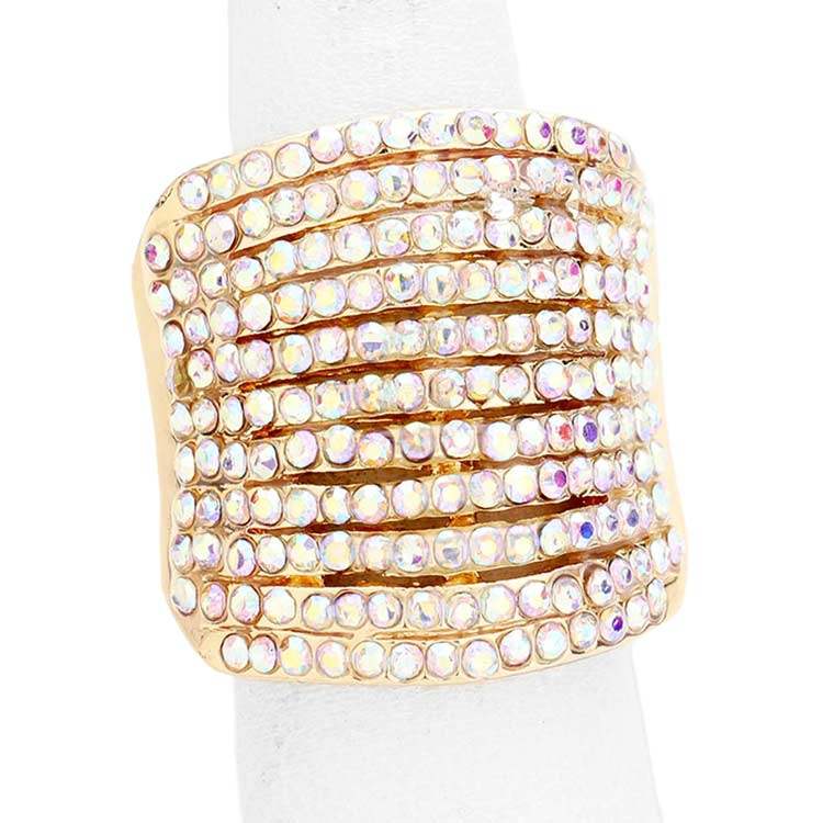 Rhinestone Pave Multi Row Stretch Ring - Madeline Love - Flyclothing LLC