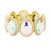 Rhinestone Trim Oval Crystal Stretch Evening Bracelet - Madeline Love - Flyclothing LLC