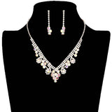 Round Crystal Rhinestone Collar Necklace Earring Set - Madeline Love - Flyclothing LLC