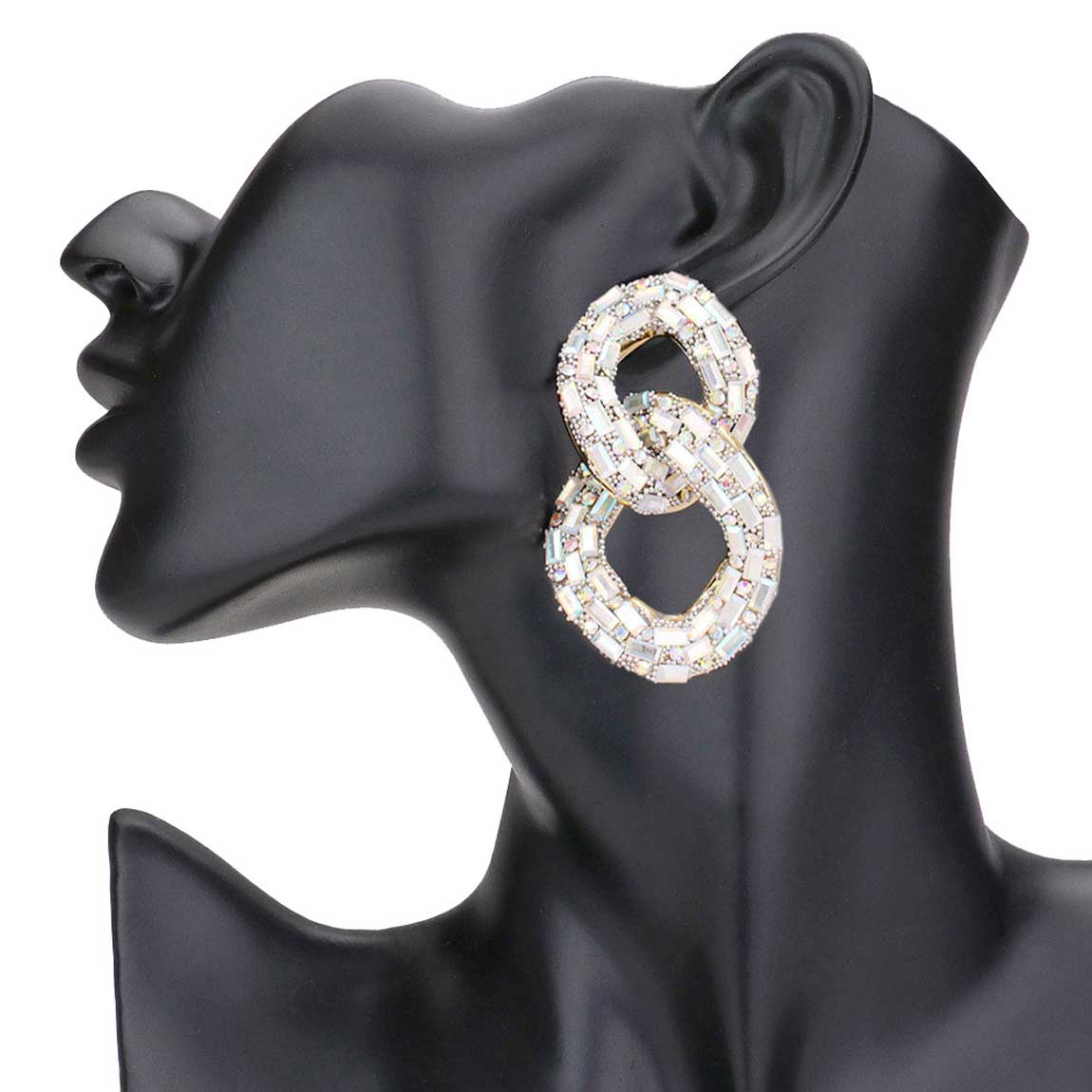 Stone Embellished Link Evening Earrings - Madeline Love - Flyclothing LLC