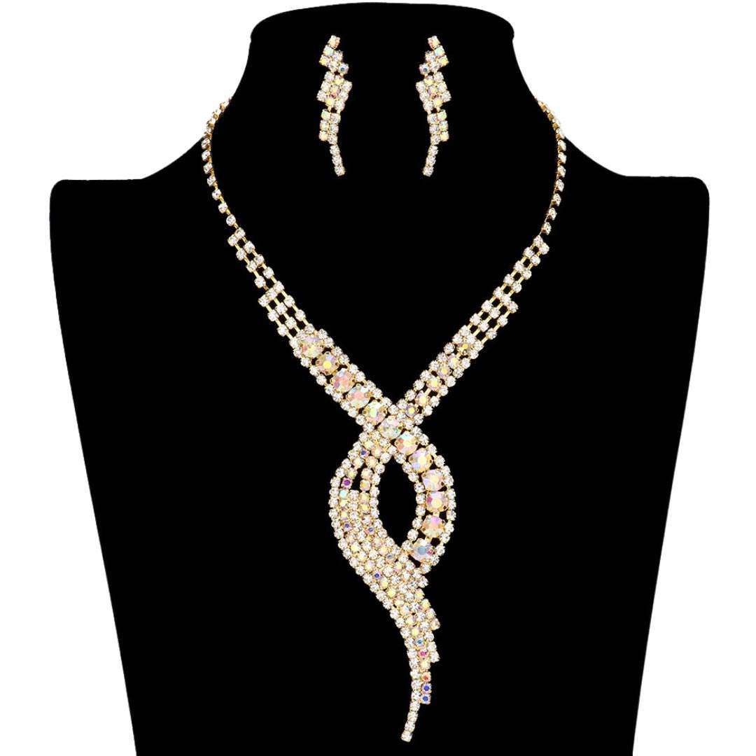 Swirl Rhinestone Pave Necklace - Madeline Love - Flyclothing LLC