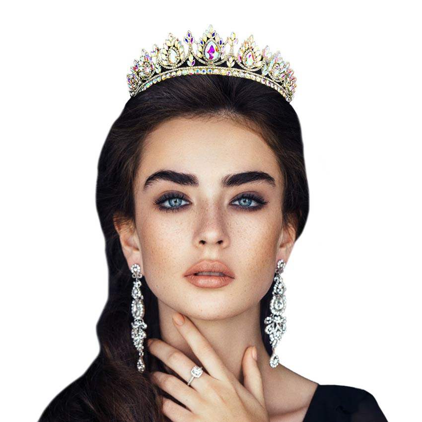Teardrop Accented Marquise Stone Cluster Princess Tiara - Madeline Love - Flyclothing LLC