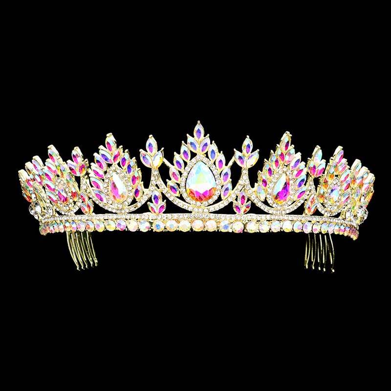 Teardrop Accented Marquise Stone Cluster Princess Tiara - Madeline Love - Flyclothing LLC