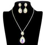 Teardrop Accented Rhinestone Necklace - Madeline Love - Flyclothing LLC