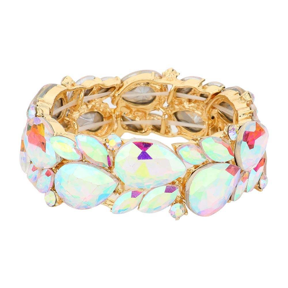 Teardrop Cluster Marquise Stone Stretch Evening Bracelet - Madeline Love - Flyclothing LLC
