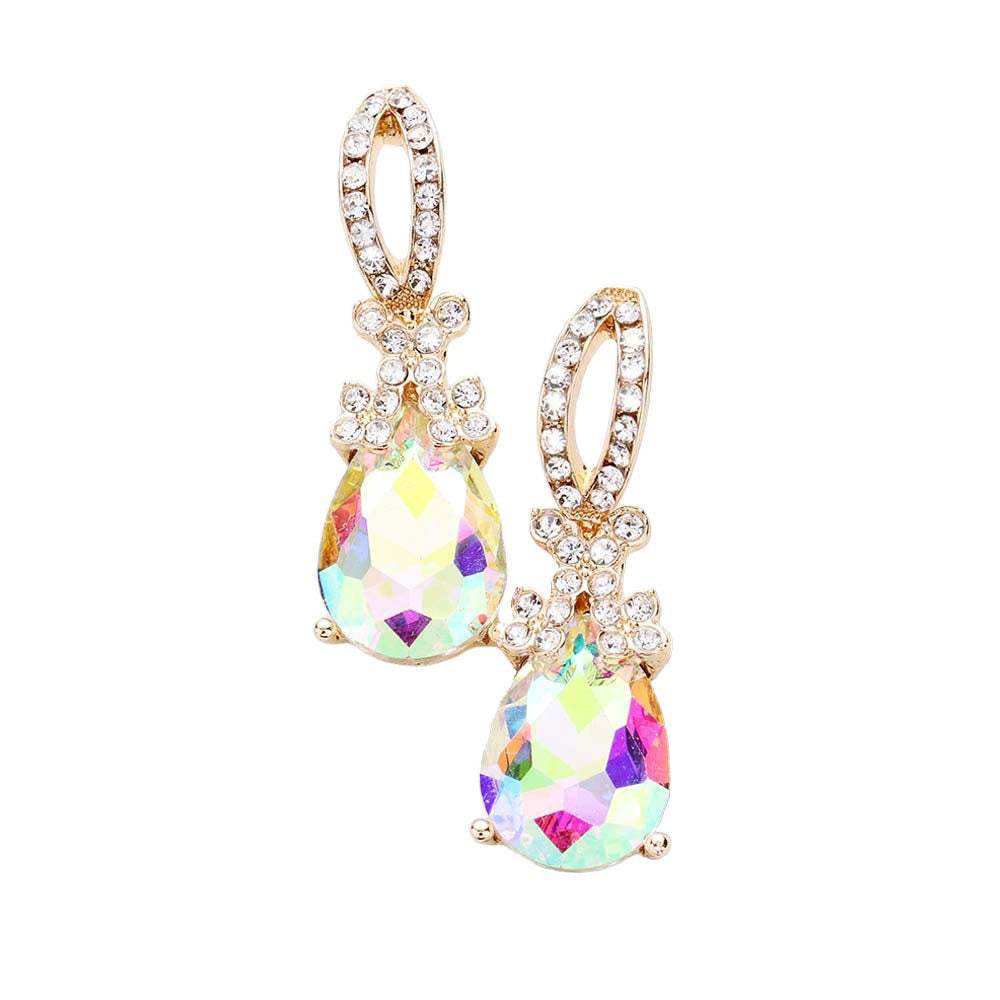 Teardrop Crystal Rhinestone Evening Earrings - Madeline Love - Flyclothing LLC
