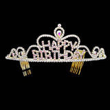Teardrop Crystal Rhinestone Happy Birthday Tiara - Madeline Love - Flyclothing LLC