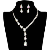 Teardrop Crystal Rhinestone Necklace Earring Set - Madeline Love - Flyclothing LLC
