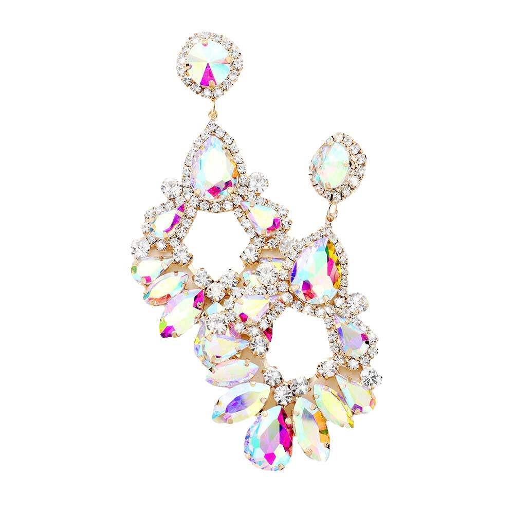 Teardrop Marquise Crystal Drop Evening Earring - Madeline Love - Flyclothing LLC